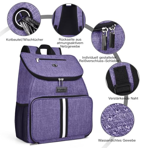 BAGLHER丨Dog Travel Bag, Airline Approved Pet Supplies Backpack, Dog Travel Backpack Accessories Set with 2 Silicone Collapsible Bowls and 2 Food Baskets. Purple - color: Purple-A