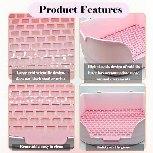 PINVNBY Rabbit Litter Box for Cage,Bunny Potty Box Corner Rabbits Litter Pan Trainer Toilet with Grate for Guinea Pig Hedgehog Chinchilla Ferret(Purple) - color: 【Purple】