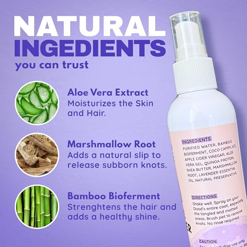 Dood Woof Dog Detangler Spray - Dematting Leave-in Conditioner for Doodles - Goldendoodle Labradoodle Poodle Puppy Grooming - 8 oz