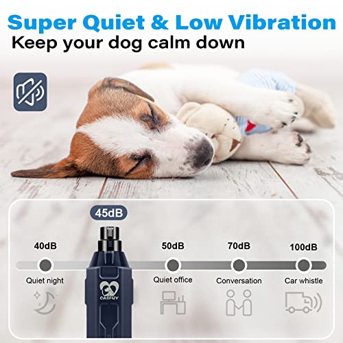 Casfuy 6-Speed Dog Nail Grinder - Newest Enhanced Pet Nail Grinder Super Quiet Rechargeable Electric Dog Nail Trimmer Painless Paws Grooming & Smoothing Tool for Large Medium Small Dogs (Blue) - color: Blue