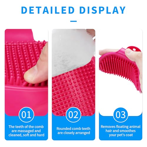 Dog Grooming Brush，Pet Shampoo Massage Bath Brush Comb with Adjustable Loop Handle for Grooming Short and Long Hair Cats and Dogs, 2pcs(Tapered brush head, Blue+Green)