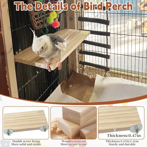 kathson Bird Wood Platform Parrot Perch Stand Parakeet Playground Cage Corner Shelf for Conures Budgies Parakeets Cockatiels Lovebirds 3Pcs - size: 6.3x2.5in,3PCS
