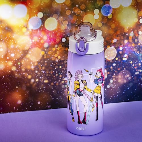 Zak Designs KPop Demon Hunters Sage 19oz Leak-Proof Straw Kids Water Bottle | BPA Free, Insulated Stainless Steel, Cupholder Friendly, Dishwasher Safe, Lid Lock, Handle, For School, Home, Travel, Outdoor - color: KPop Demon Hunters (Rumi, Mira, Zoey)