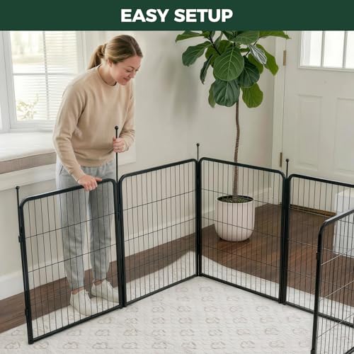 FXW Rollick Unleashed Dog Playpen for Indoor, Yard, RV Camping, 32 inch 8 Panels Dog Pen with Washable Pee Pad for Small and Medium Dogs, Black│Patented | Heavy-Duty & Easy setup Play Area, Super Absorbent Pad for Easy Cleanup, For Small & Medium Dogs, Pa