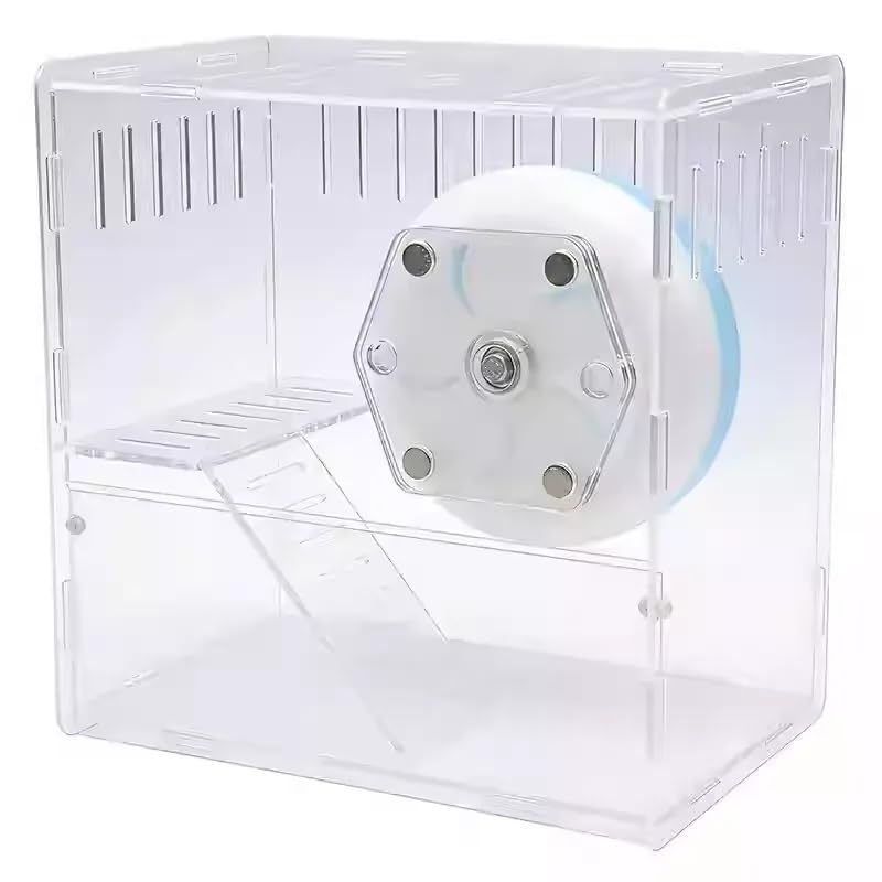 Magnetic Hamster Accessories Set, 7 Inch Silent Hamster Wheel and 2.7oz Water Bottle Holder, No-Drill Cage Mount for Wire Cages, Acrylic Cages and Thin Glass Tanks 5101-99