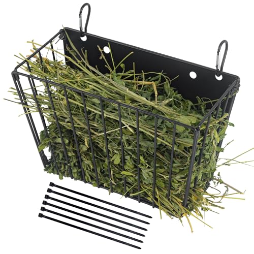 Rabbit Hay Feeder, with Heavy-Duty Metal Frame， Hay Holder for Rabbits - for Rabbits， Bunny, Guinea Pigs, Chinchillas， 9.6x4.5x6.3 inch - color: Black-1PCS