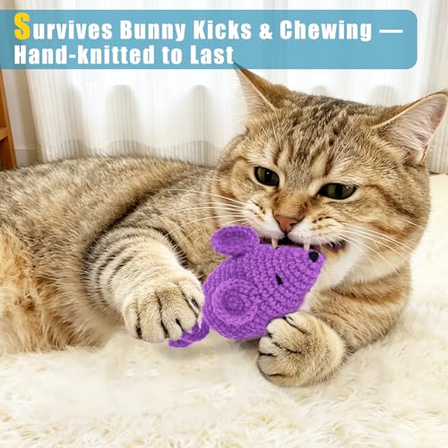 Retro Shaw Cat Toys Mice, Catnip Toys Mouse for Indoor Cats, 3 Pack | Hand Crocheted Knitting, Durable Wool Yarn Material, Soft and Textured Catnip Chew Toys Safe Teeth Cleaning - style: Cat Toys Mice-3