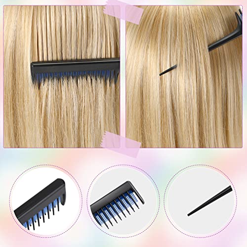 8 Pcs Hair Styling Set - Dual Edge Teasing Brush, Triple Teasing Comb, Rat Tail Comb, Grooming Clips for Women, Girls, Stylists (Blue) - color: Blue