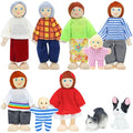 ONEST 10 Pieces Wooden Dollhouse Family Set Mini People Figures Sets Dollhouse Dolls Wooden Doll Family Pretend Play Figures Accessories for Pretend Doll House - style: Household Style