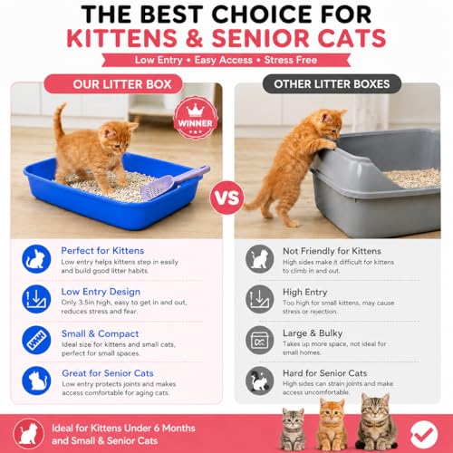 Kitten Litter Box Starter Kit with Mat, All-in-One Starter Kit for Kittens & Small Cats, Anti-Tracking Litter Mat, Easy Clean, Includes Scoop & Toys, Compact Size (GreyScoop) - color: GreyScoop