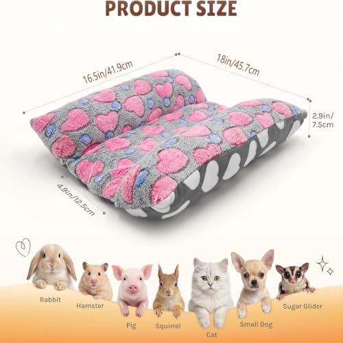 Soft Rabbit Bed, Thickened and Softer, Double-Sided(2pcs Gray+Red) | 16.5 X 18in Soft Rabbit Bed, Thickened and Softer , Double-Sided Plush Rabbit Beds,Bed for Bunnyfor Rabbits Indoor - color: Gray+red