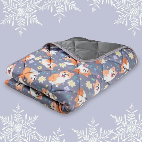 Leekalos Pet Cooling Mat: Dog & Cat Summer Blanket - Portable & Reusable, Keeps Pets Cool Indoors & Outdoors - color: Puppy Corgi, size: Small(22"x28")