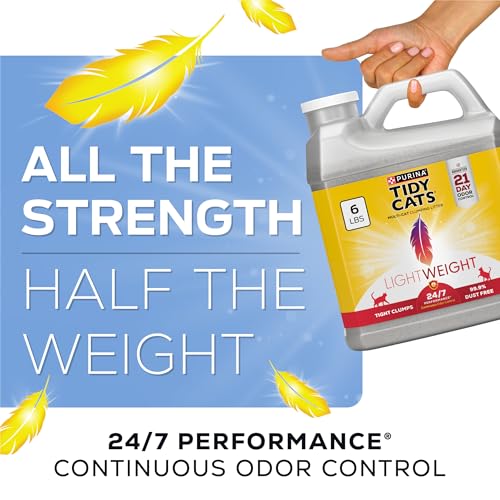 Purina Tidy Cats LightWeight 24/7 Performance Odor control, Multi-Cat, Clumping, 99.9 Percent Dust Free Cat Litter - 6 lb. Jug