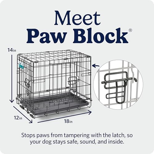 MidWest Homes for Pets 18-Inch iCrate for Tiny Breeds, Up to 10 lbs, Double Door Folding Dog Crate with Divider Panel, Leak-Proof Tray & Secure Latches, Portable, Durable & Easy to Assemble - color: Black - Double Door