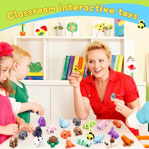 50 pcs 3D Printed Animal Figurines, Mini Articulated Animal Figurines Toys, Party Favors, Pocket Fidget Toys, Goodie Bag Stuffers, Exchange Gifts, Desk Pets, Classroom Rewards for Kids, Birthday Gifts - style: Animal 50