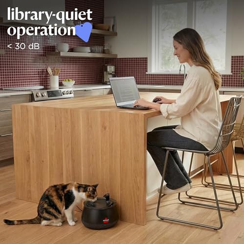 BISSELL HydrateWell Cat Water Fountain, 91oz, 4408 | Wireless pump; SlimeShield technology; 5-layer filtration; ultra-quiet operation; automatic dispensing - style: HydrateWell