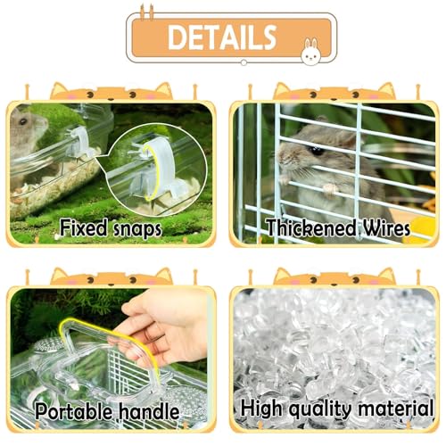 Kathson Small Animal Carry Cage for Hamsters, Gerbils, Mice - Transparent, Portable, Convenient
