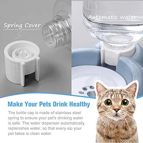 Dog Bowls, Cat Food and Water Bowl Set with Water Dispenser and Stainless Steel Bowl for Cats and Small Dogs - Light Blue - color: Light Blue
