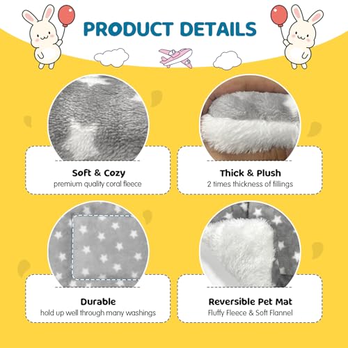 2 Pack Bunny Rabbit Bed - 10 x 13 Inch Upgraded-Thickness Pee Pads Bedding | Washable Bunny Rabbit Pee Pad with Absorbent Surface Helps Keep Cages Dry, Reusable Bedding(Light Gray & Light Pink, M) - color: Light Gray + Light Pink, size: 10" X 13" - 2 Pack