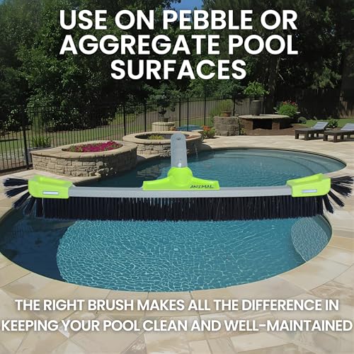 OREQ Corporation Animal Pro Pebble Pool Brush | Heavy-Duty Brush for Pebble & Textured Pool Surfaces | Professional Pool Wall & Floor Cleaning Tool (22 Inch) - size: 22 Inch