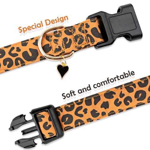 Faygarsle Brown Leopard Print Dog Collar for Small, Medium, Large Boys Girls Dogs M - color: Brown Leopard, size: Medium