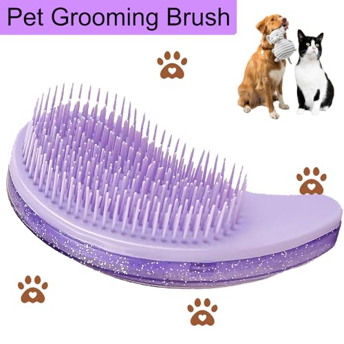 Puppy Brush, Soft Dog Brush for Grooming, Puppy Hair Remover Brush Comb, Grooming Tool for Poodles,Teddy, Yorkies, Maltese, Shih Tzu, Chihuahua, Starry Purple - color: Starry Purple