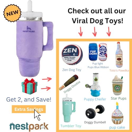 Nestpark Tumbler Cup Funny Dog Toy - Parody Plush Squeaky Crinkle Dog Toy (Orchid Purple) - color: Orchid Purple
