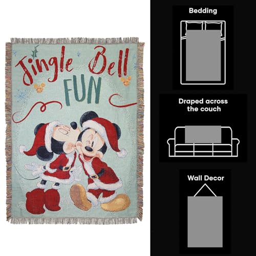 Northwest Mickey Mouse Woven Tapestry Throw Blanket, 48" x 60", Jingle Bell Fun - color: Jingle Bell Fun