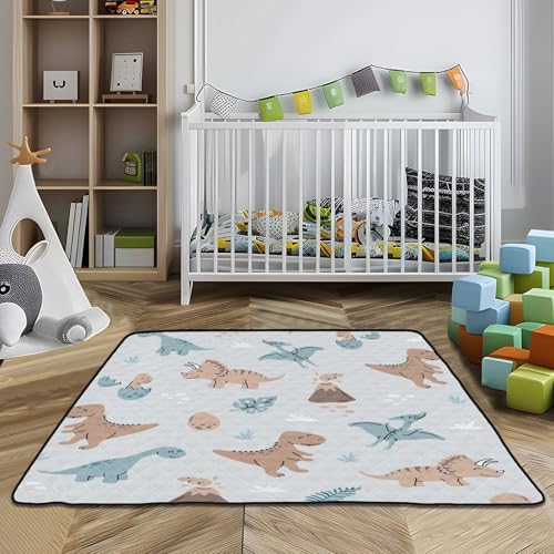 Baby Play Mat Dinosaurs Cartoon Eggs Volcanoes 50 x 50 Playpen Mat Baby Play Mats for Floor Play Gym Crawling Mat Non-Slip Cushioned Baby Playmat for Infants, Babies, Toddlers - color: multi 18