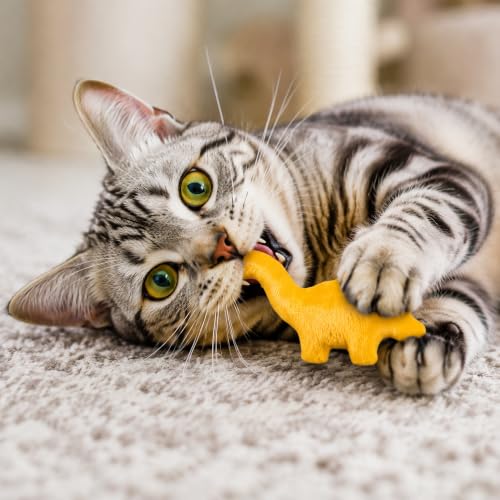 8Pcs Dino Nuggets Catnip Toys for Cat, Interactive Catmint Cat Toy Gift | Soft Cotton, Durable for Chew Kick, Catnip Filled Dinosaur Chicken Nugget Indoor Kitten for Boredom Exercise Play - style: Dino Nuggets (8 pieces)
