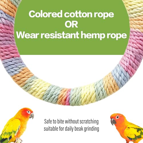 3-Ring Bird Swing Toy,Bird Swing for Cage,Hanging Bird Rope Perch Toy,for Parakeets, Lovebirds, Cockatiels, Sugar Glider Toys and Cage Accessories(GDjute) - color: GDjute