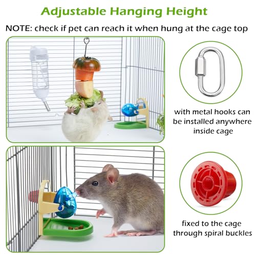 Jevnd 3-in-1 Rat Enrichment Bundle - Wooden Climbing Ladder & Foraging Toy Set - Includes 1 Natural Chew Ladder and 2 Stainless Steel Puzzle Feeders for Rats, Mice & Small Birds