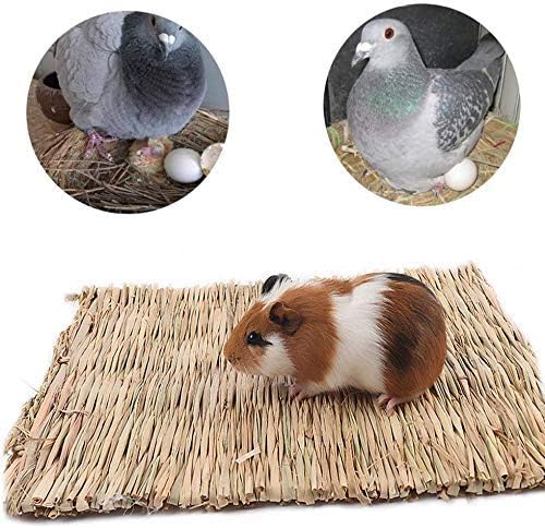 Bunny Grass Bed Guinea Pig Straw House Nest Hay Mats Grass Basket Hatch Chew Toy for Dwarf Rabbit Chinchillas Hamster Fancy Rat Pigeon Parrot 3 Pcs