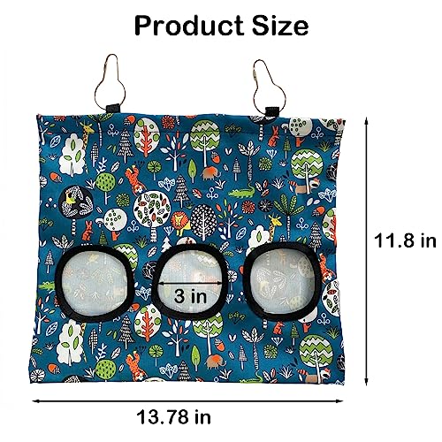 Rabbit Hay Feeder Bag, Guinea Pig Hay Feeder for Cage Small Animal Hanging Feeding Bags Rabbit Hay Dispenser Storage for Rabbits Guinea Pigs Bunnies Chinchillas (Red,Dark Blue, 3 Hole) - color: Red,Dark Blue