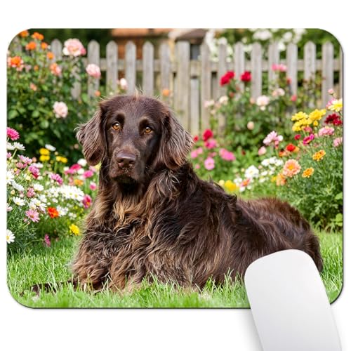 Adorable Fluffy Brown Retriever Mouse Pad, Chocolate Garden Pup Desk Mat | 9.5"x 7.9", Colorful Summer Flowers Garden Scenery, Cute Smooth & Anti-Slip Mousepad - color: Colorful Design Wknoon-Art 14