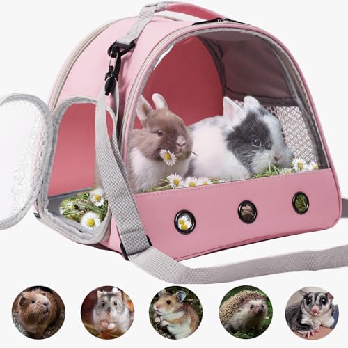 Bearded Dragon Carrier,Lizards Cage,Hamster Outdoor Used,Small Animal Travel Carrier for Sugar Glider Hedgehog Rat Parrot Bird Guinea Pig, Portable Guinea Pig Travel Carrier for Two - color: Pink