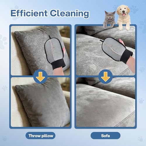 CLEANGOR 2 Pack Electrostatic Pet Hair Removal Grooming Gloves | Reusable pet hair remover for dogs & cats, works on sofa, carpet, car seats, clothes and furniture.