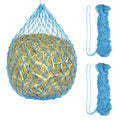 Slow Feeder Hay Net, 40" Length 2" Holes Strong Load-Bearing, Nylon Slow Feed Bag Hay Feeder, (Lake Blue, 2 Pcs), Intended for Horses/Goats/Trailer/Stall - color: Lake Blue