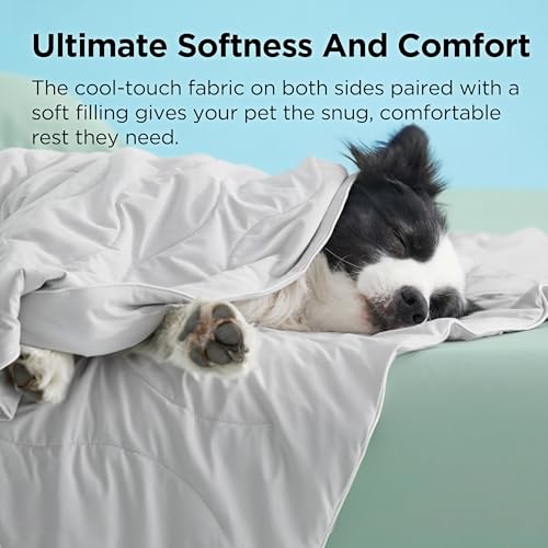 Bedsure ArcticMax™ Q-MAX>0.5 Premium Cooling Blanket for Medium Dogs，30x40 | Breathable Summer Washable Throw, Dog Blanket Cooling Mat Pad, Soft Durable Cold Self Cooling Pet Mat for Hot Weather，Grey - color: Pearl Grey, size: M(30x40")