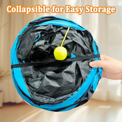 4-Way Large Cat Tunnel, H Shape Cat Tube Toy with Interactive Playing Balls, Peek Hole for Indoor Cats, Kitten, Kitty, Puppy, Rabbit (Black) - color: Black