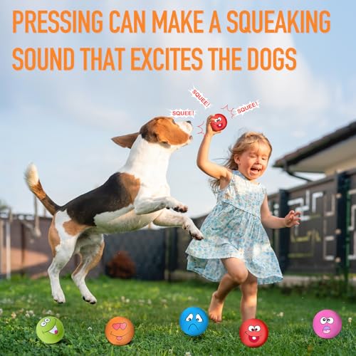Squeaky Dog Toys Funny Face Chewing Latex Rubber Soft Fetch Play Interactive Dog Squeaky Balls for Puppy Small Medium Pet Dog (12PCS) - color: Smile Face 12PCS