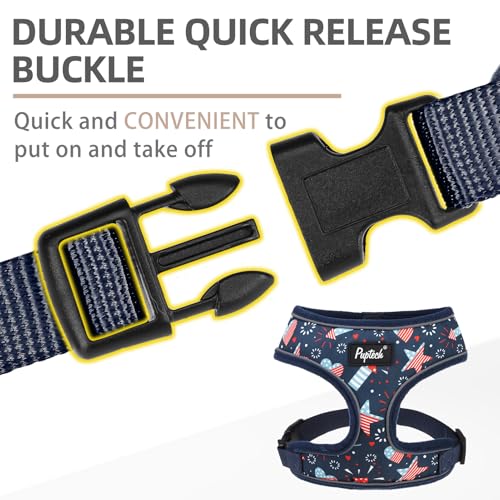 PUPTECK Soft Mesh Dog Harness and Leash Set Pet Puppy Cat Comfort Padded Vest No Pull Harnesses, Independence Dark Blue, S - color: Dark Blue, size: S (NECK: 12", CHEST: 14"-18")