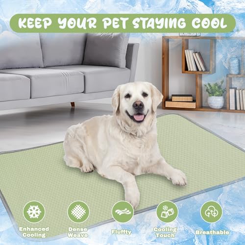Buvlnee Summer Dog Cooling Mat Washable Ice Silk Self Cool Pad for Small Medium Large Dogs and Cats, Pet Sleeping Pad for Crate, Bed, Indoor & Outdoor Floor, Car Seats - color: Green, size: 40x28in