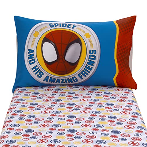 Marvel Spidey and His Amazing Friends Blue, Red, Yellow, and Green, Team Up 2 Piece Toddler Sheet Set - color: Spidey and His Amazing Friends