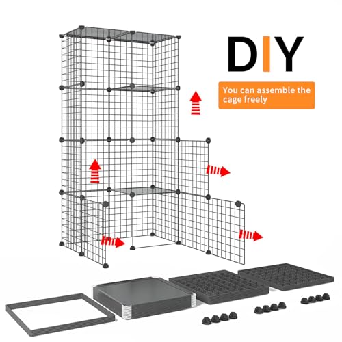 Oneluck Extra Large Cat Cage,4-Tier Catio, DIY Metal Cat Enclosure with Platforms,55 Inch Indoor Cat Cage for 1-3 Cats, Indoor Cat Playpen for Cats Rabbits Small Animals - size: 41.3"L x 41.3"W x 41.3"H