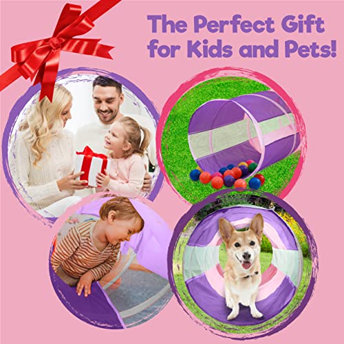 6ft Crawl Through Play Tunnel Toy, Pop up Tunnel for Kids Toddlers Dogs Babies Infants & Children Gift Indoor & Outdoor Action Toy Tunnel - size: 6 Foot Pink