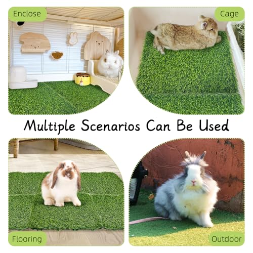 Hamiledyi 6 Pcs Artificial Rabbit Grass Mats Reusable Plastic Bunny Mat 11.8" x 11.8" Washable Turf Fake Grass Guinea Pig Pee Pads for Rabbit Chinchilla Small Pets Indoor Outdoor Trainer - size: 6 Pcs