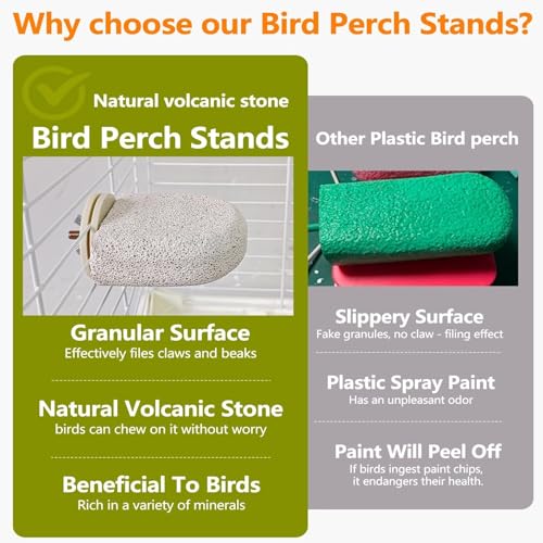 4Pack Bird Perch Stands Parrot Beak Grinding Stone Platform,Grey-S | Parakeet Foot Claws Trimmer,Calcium Perch Climbing Chewing Toys for Small Medium Birds Cockatiel Conure Lovebird Budgie - color: 4Pack Grey | S
