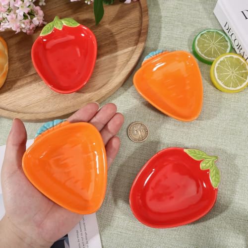 4 Pack Hamster Ceramic Food Bowl, Cute Fruit Shaped Small Animal Food Dish, Pet Feeding Bowl for Hamster, Hedgehog, Gerbil, Guinea Pig