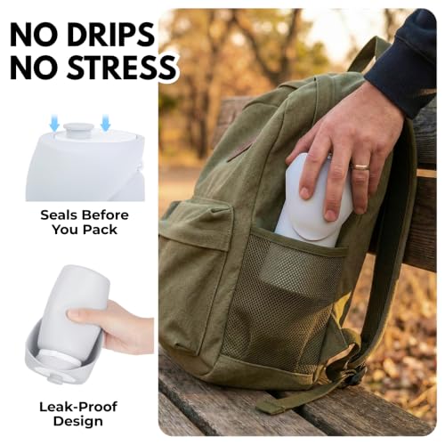 BICYSTAR Collapsible Water Bottle for Dogs, Foldable Leak-Resistant w/Drain-Back, Pet Travel Bowl, 18.6oz for Walks, Hiking & Road Trips